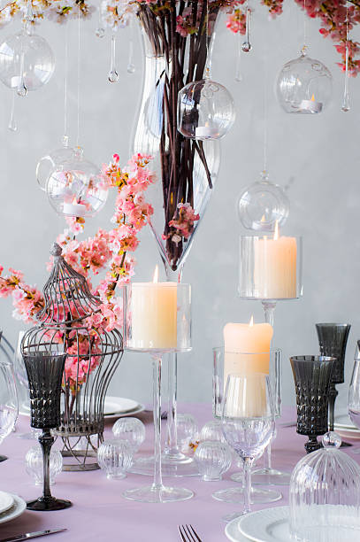 istock Wedding decoration for banquet with sakura 545787588