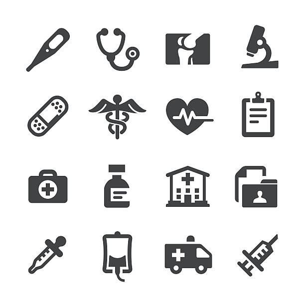 ilustraciones, imágenes clip art, dibujos animados e iconos de stock de iconos médicos y de salud - acme series - checklist clipboard organization document