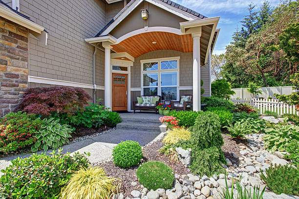 istock Home exterior with concrete patio area 545790126