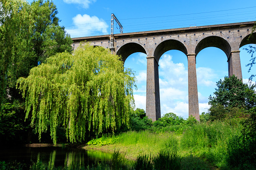 Digswell Viaduct (Welwyn Viaduct) seen from the ground. Itâs located between Welwyn Garden City and Digswell in the UK