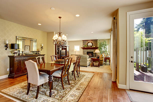 istock Classic American dining room with wooden table set 545791720
