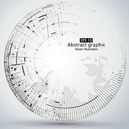 curve constructed the sphere wireframe, technological sense abstract illustration.