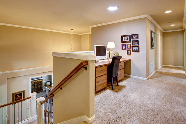istock Small home office in the hallway with carpet floor 545792768