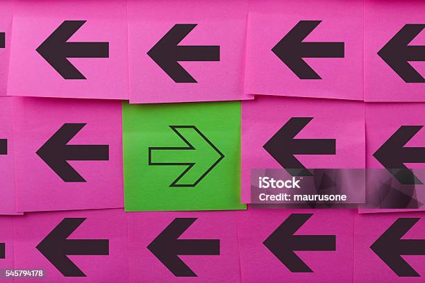 Arrows Opposing Concept Stock Photo - Download Image Now - Direction, Change, Standing Out From The Crowd