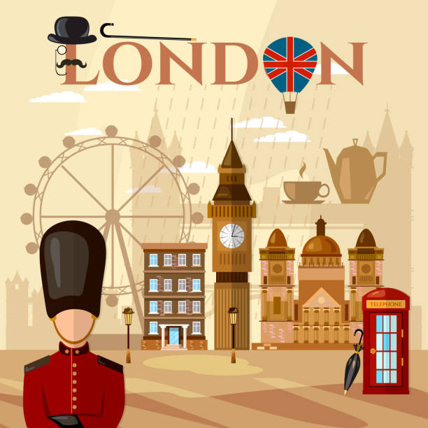 london und vereinigtes königreich attraktionen symbole wahrzeichen england - english breakfast tea stock-grafiken, -clipart, -cartoons und -symbole