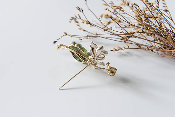 istock Jade jewelry brooch, white background 545799682