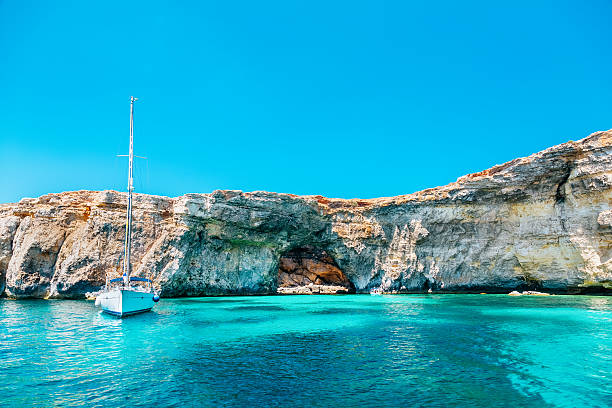 Sailing yacht in the Crystal lagoon, Comino - Malta