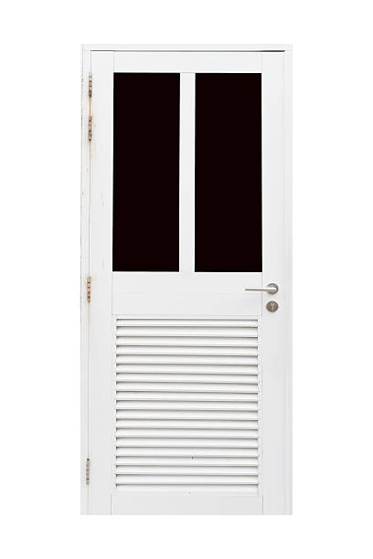 istock Antique wood door isolated on white background 545800246