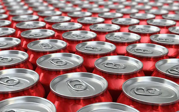 3d render Red Drink Cans Depth of field (close-up)