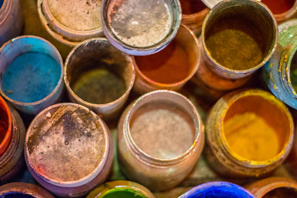istock Art brushes colors in painting studio 545801394