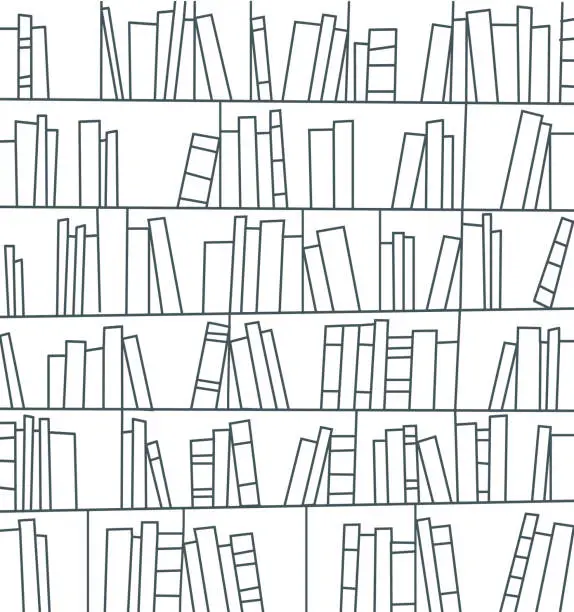 Vector illustration of library, bookshelf