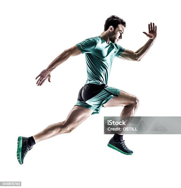 Man Runner Jogger Running Isolated Stock Photo - Download Image Now - Running, Men, Cut Out