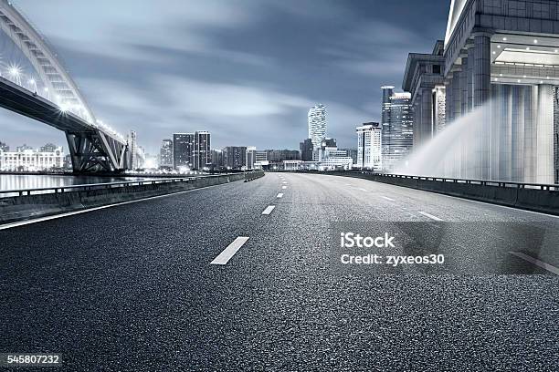 Shanghai Cityscape And Urban Road Stock Photo - Download Image Now - Urban Road, Night, Road