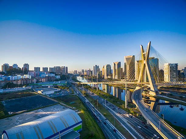 istock Famous cable stayed bridge at Sao Paulo city. 545809880