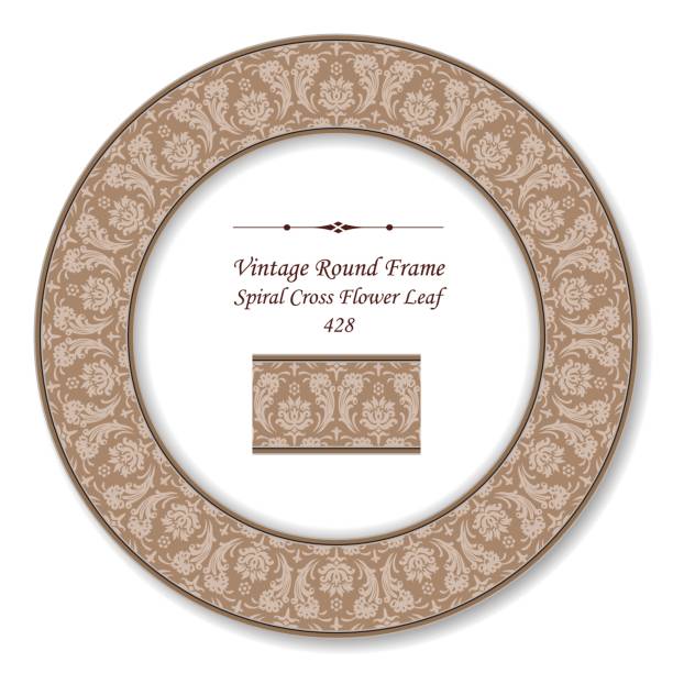 istock Vintage Round Retro Frame 428 Spiral Cross Flower Leaf 545817786