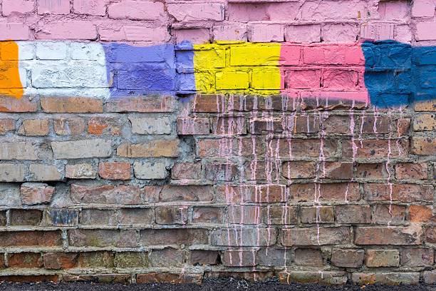 istock textured surface of a brick wall with multicolored spots 545819816