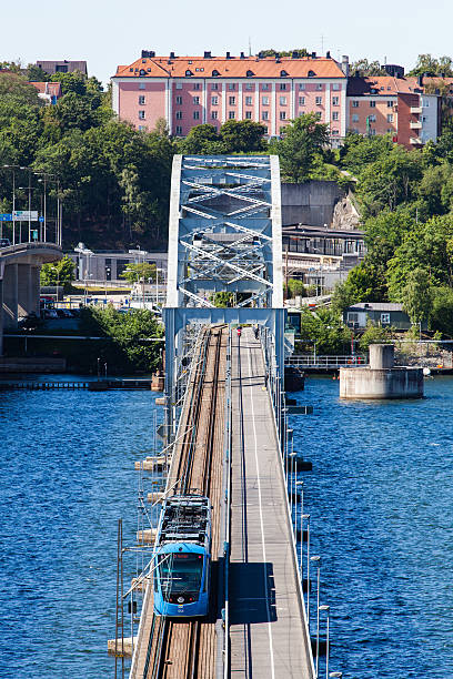 view of old lidingo bridge of stockholm - lidingö bildbanksfoton och bilder