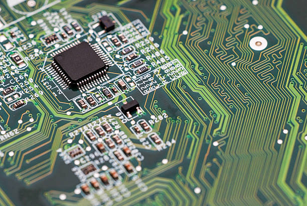 macro abstracto circuito electrónico - pc mother board fotografías e imágenes de stock