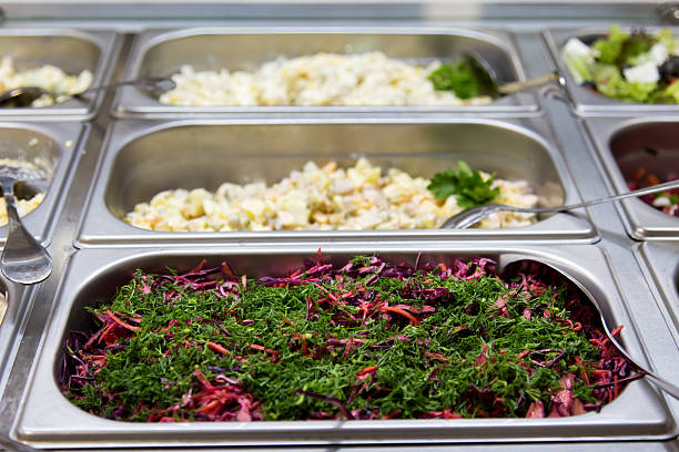 istock Salads in restaurant on the metal plates. 545981050
