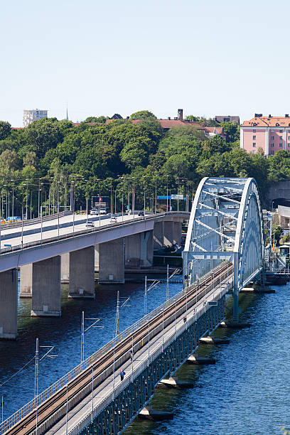 view of two lidingo bridges of stockholm - lidingö bildbanksfoton och bilder
