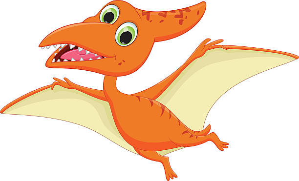 niedlich pterodactyl cartoon fliegen - dinosaur toy dino monster stock-grafiken, -clipart, -cartoons und -symbole