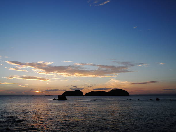 Sunset behind Jinai island(Tokyo, Japan) stock photo