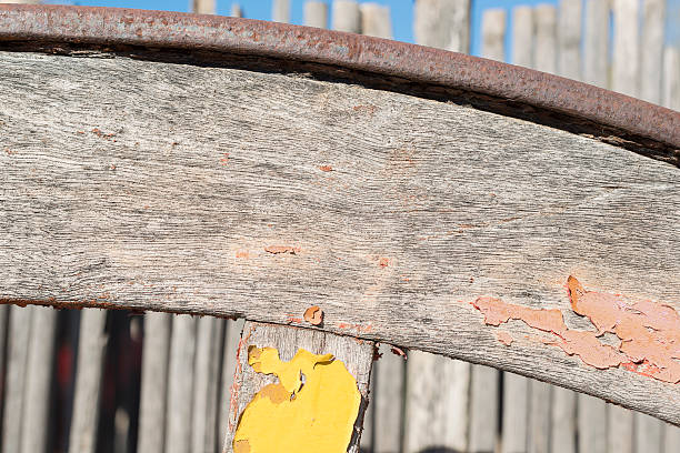 istock Old wooden wagon wheel 545987520