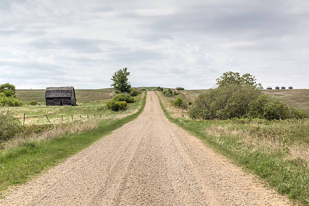 자갈 road  - saskatchewan country road road prairie 뉴스 사진 이미지