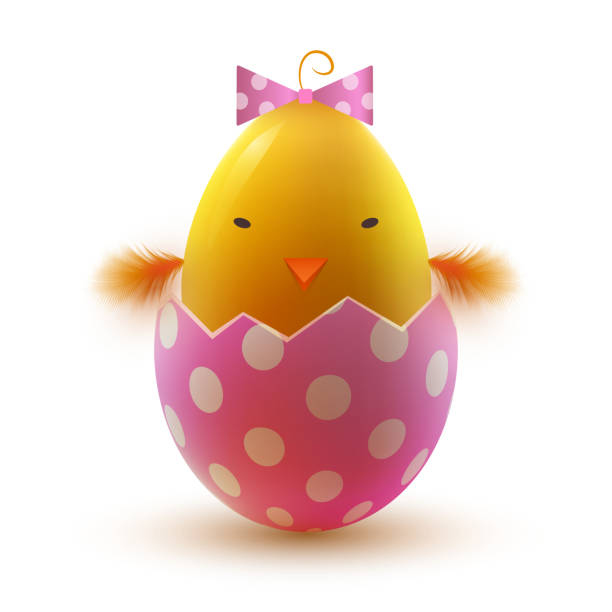 ilustrações de stock, clip art, desenhos animados e ícones de cute chicken in the pink egg. - newborn animal audio