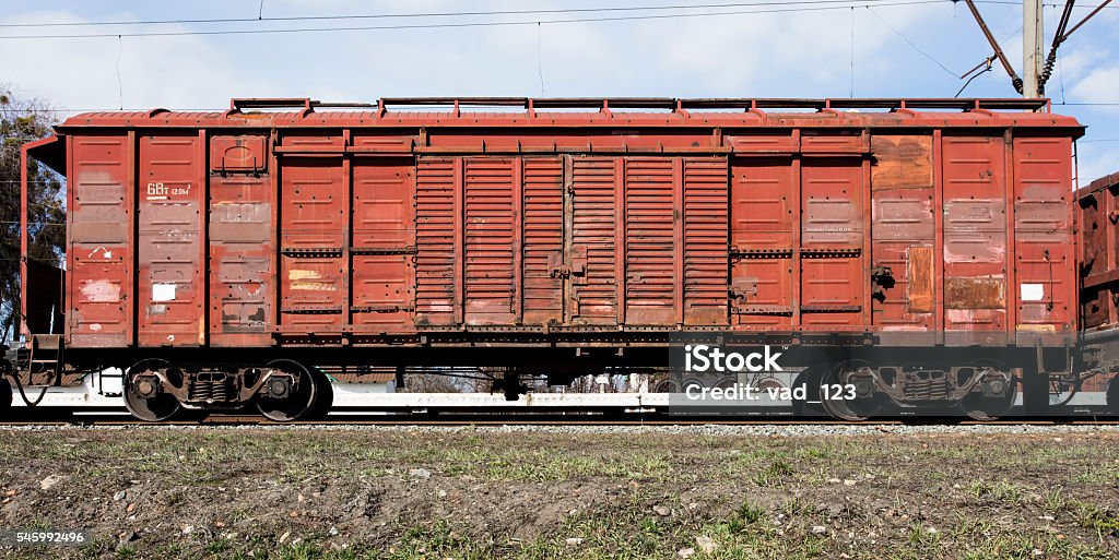 railway freight wagon Railroad Car Stock Photo