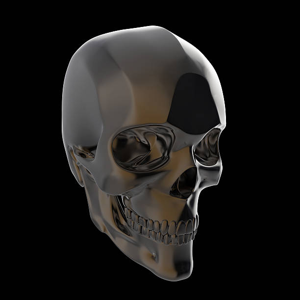 istock dark shiny polished metal skull render isolated on black background 545994142