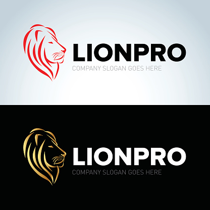 Lion head red and gold emblem templates