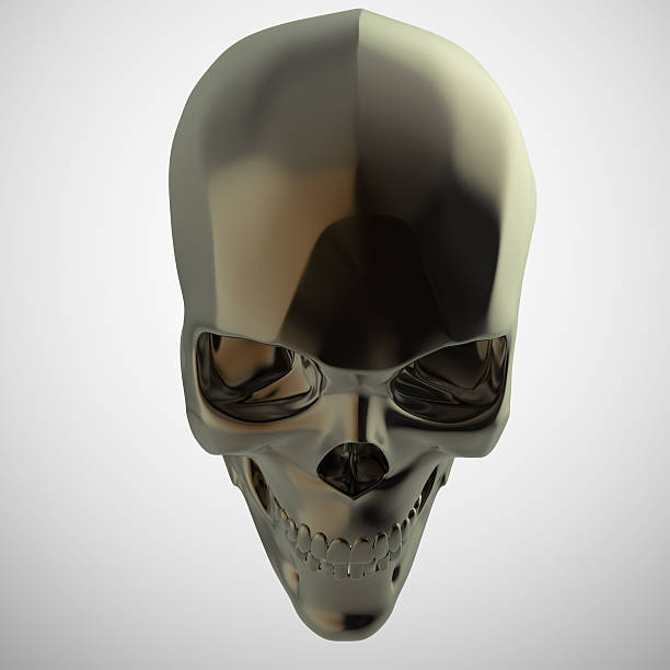istock dark shiny polished metal skull render isolated on black background 545994214