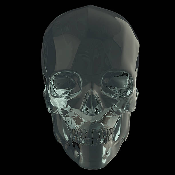 istock shiny glossy dark glass skul render isolated on black background 545994568