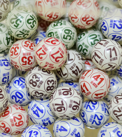 Set of several colored bingo balls