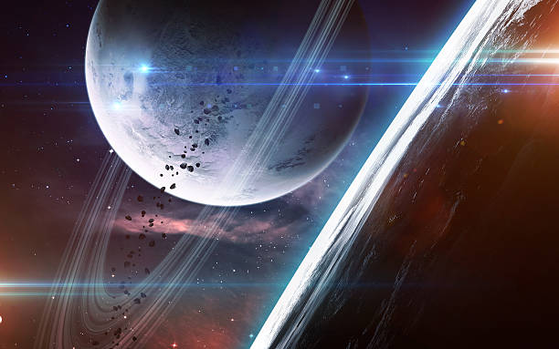 istock Abstract scientific background - glowing planet in space, nebula and 545996158