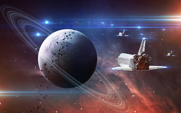 istock Abstract scientific background - glowing planet in space, nebula and 545996416