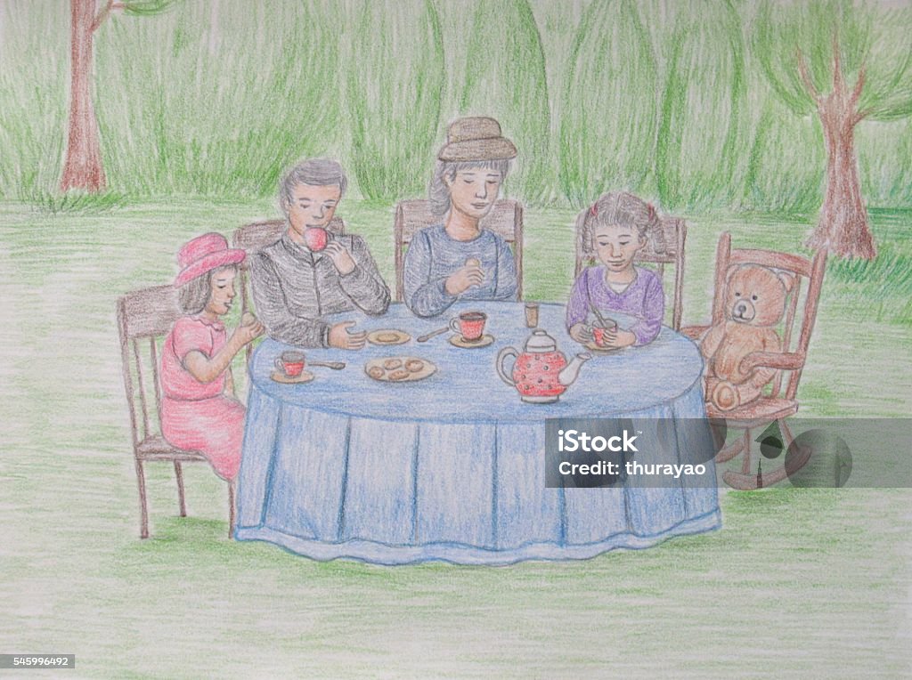 Family Picnic family at the picnic  Picnic stock illustration