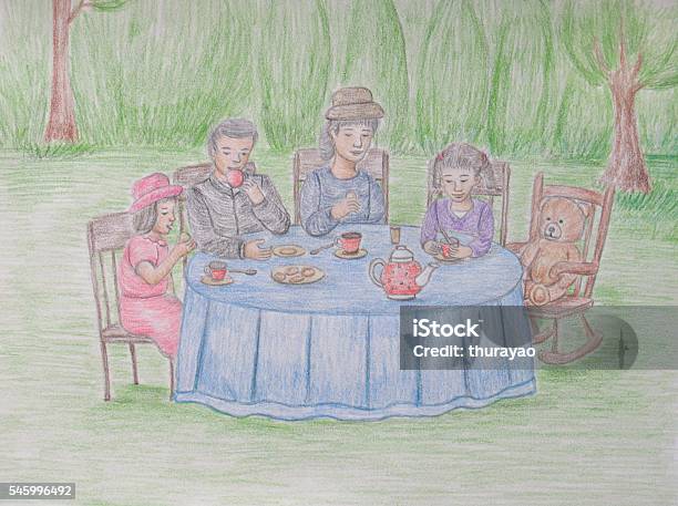 Family Picnic Stock Illustration - Download Image Now - Picnic, Teddy Bear, Chair