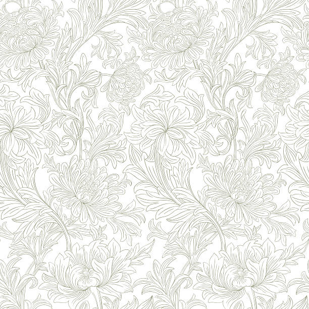 Modern floral seamless pattern for your design.   Print on textile Seamless design for coloring book,  wallpaper, textile and drawing.  Print seamless pattern .  Vector.  Background fragility stock illustrations