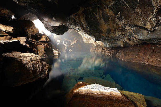 Grjotagja Cave, Iceland Grjotagja cave interior. grjótagjá thermal spring stock pictures, royalty-free photos & images