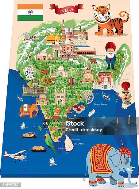 Cartoon Map Of India Stock Illustration - Download Image Now - India,  Culture of India, Cultures - iStock