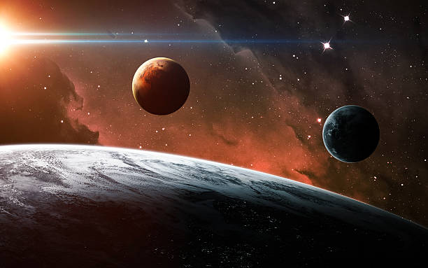 istock Abstract scientific background - glowing planet in space, nebula and 545999698