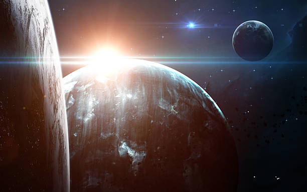 istock Abstract scientific background - glowing planet in space, nebula and 546000044