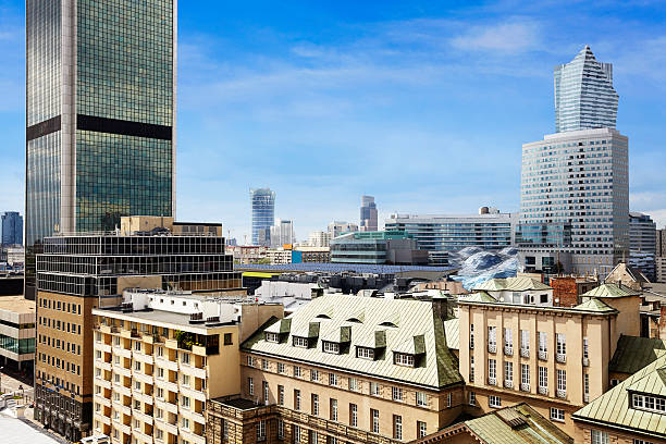 istock Old residences and modern office buildings at Warsaw 546000516