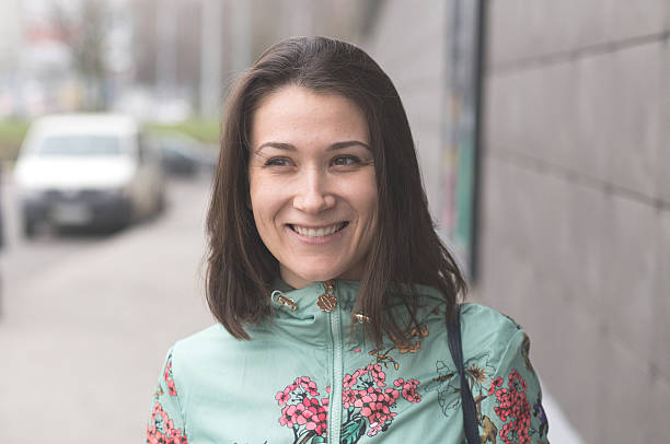 istock Happy smiling woman after shopping 546000848