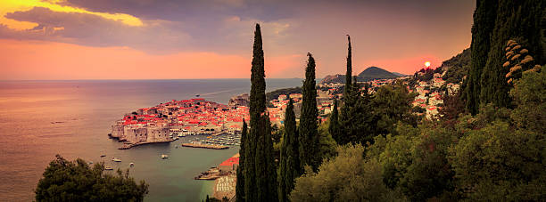 Sunset over Dubrovnik in Croatia