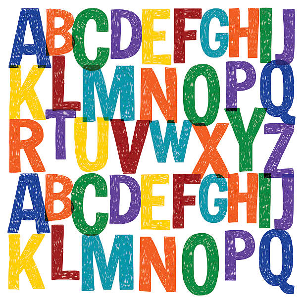 手描きのベクトル文字を持つパターン - child letters点のイラスト素材／クリップアート素材／マンガ素材／アイコン素材