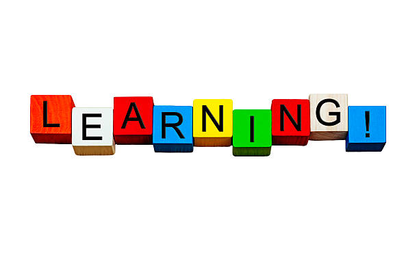 istock Learning sign for education, business & schools, isolated on white. 546005954