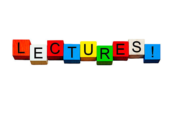 istock Lectures sign for education, teaching, business meetings, isolated on white. 546006208